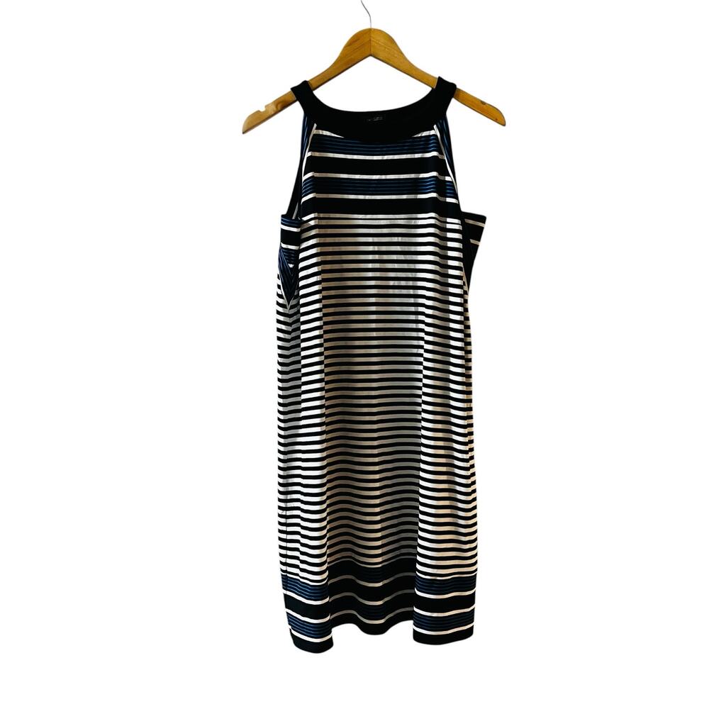 J. Jill Striped Sleeveless Shift Dress Size LP Large Petite Blue Multi - Picture 2 of 6